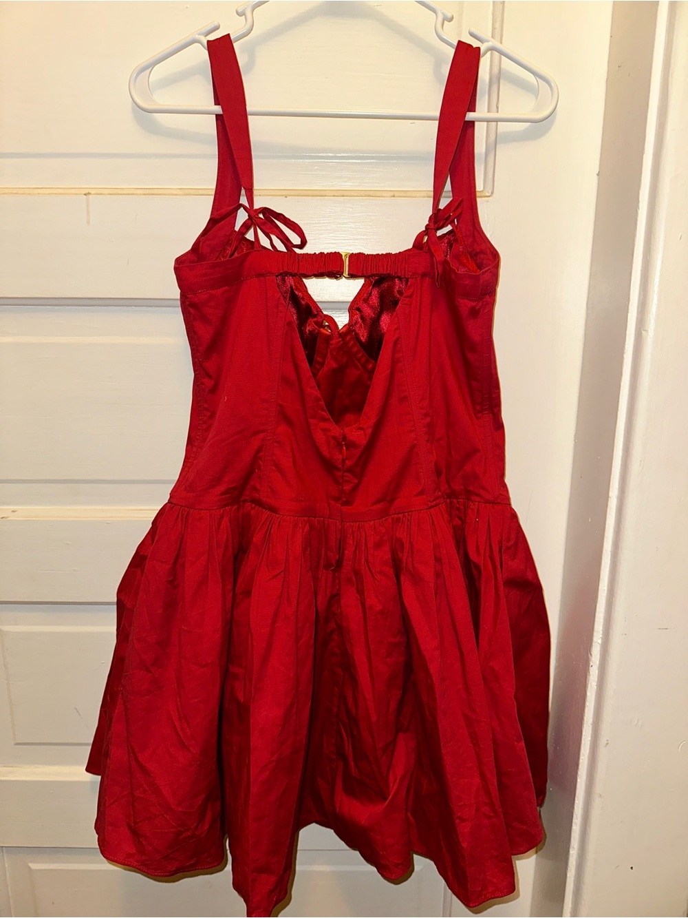 For Love & Lemons Helena Poplin Bustier Mini Dress in Red Sz Large - Picture 11 of 14